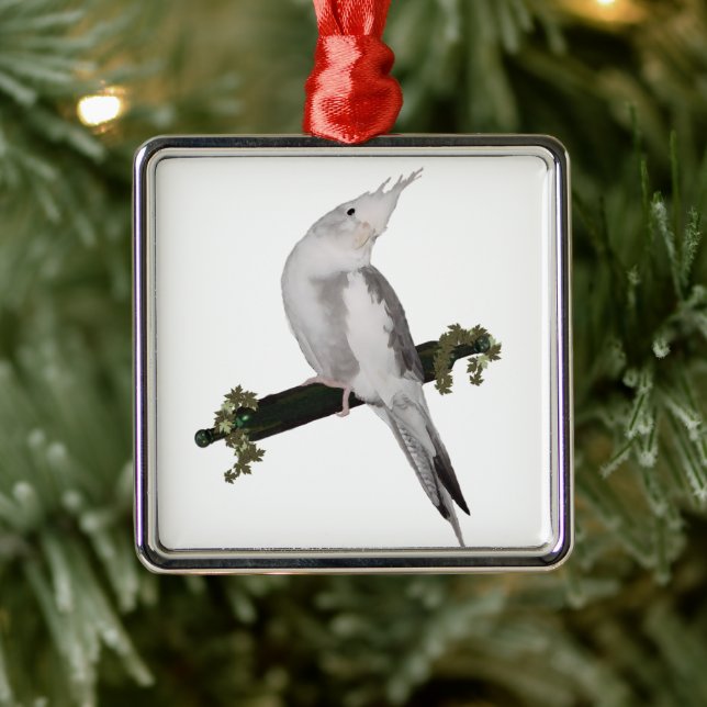 Cute Lutino Cockatiel Bird Ivy Perch Animal Metal Tree Decoration (Tree)