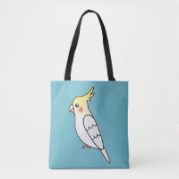 Cute Lutino Cockatiel Cartoon Bird Illustration