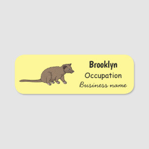 Cute luwak civet cartoon illustration name tag