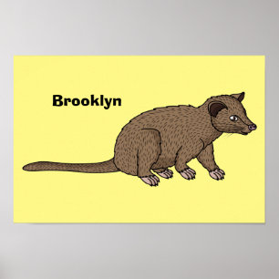 Cute luwak civet cartoon illustration poster