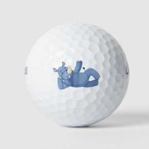 Cute lying down rhino golf balls