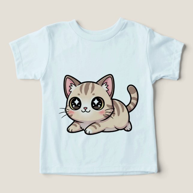 Cute Lying Tabby Kitten Kawaii Style (Design Front)