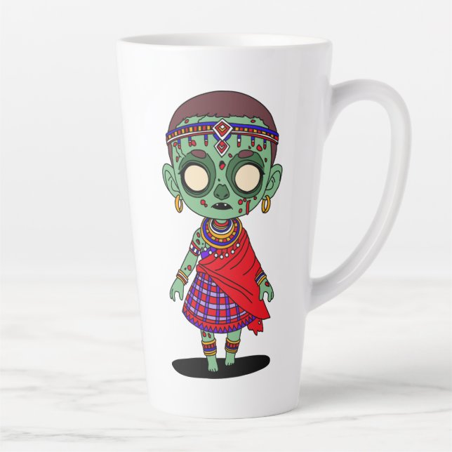 Cute Maasai Zombie Latte Mug (Right)