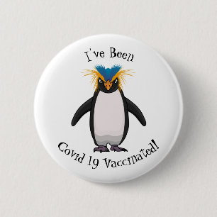 Cute macaroni penguin cartoon illustration 6 cm round badge