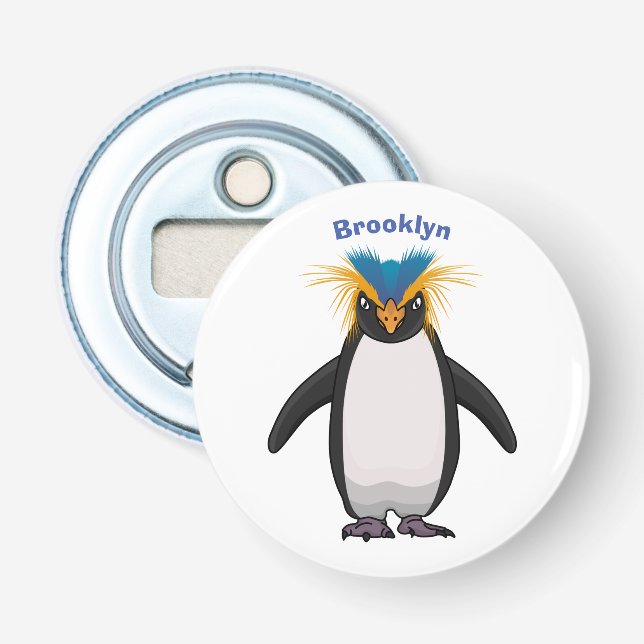Cute macaroni penguin cartoon illustration bottle opener (Front)