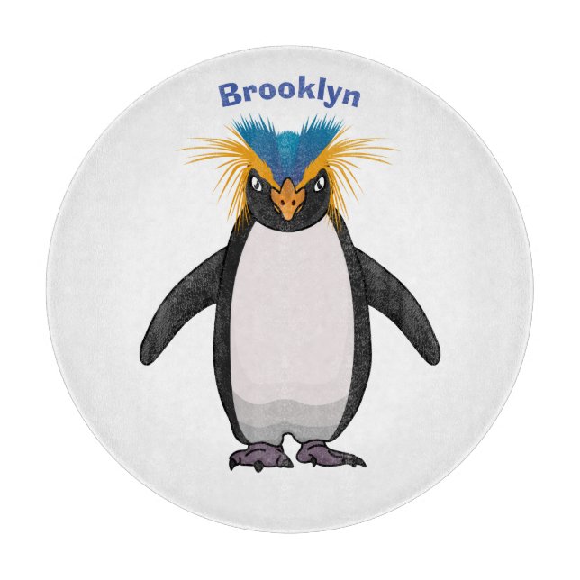 Cute macaroni penguin cartoon illustration  cutting board (Front)