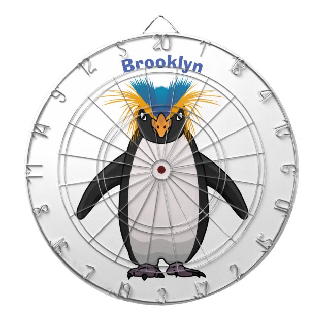 Cute macaroni penguin cartoon illustration  dartboard (Front)