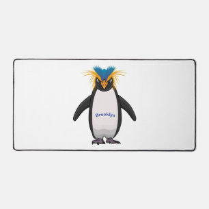 Cute macaroni penguin cartoon illustration desk mat