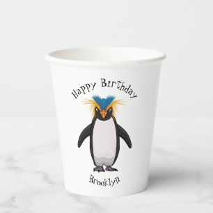 Cute macaroni penguin cartoon illustration paper cups