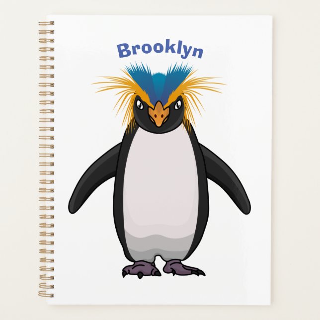 Cute macaroni penguin cartoon illustration planner (Front)