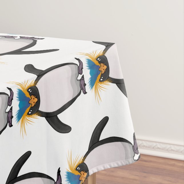 Cute macaroni penguin cartoon illustration tablecloth (In Situ)