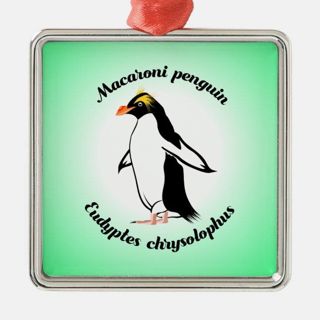 Cute Macaroni Penguin Metal Tree Decoration (Front)
