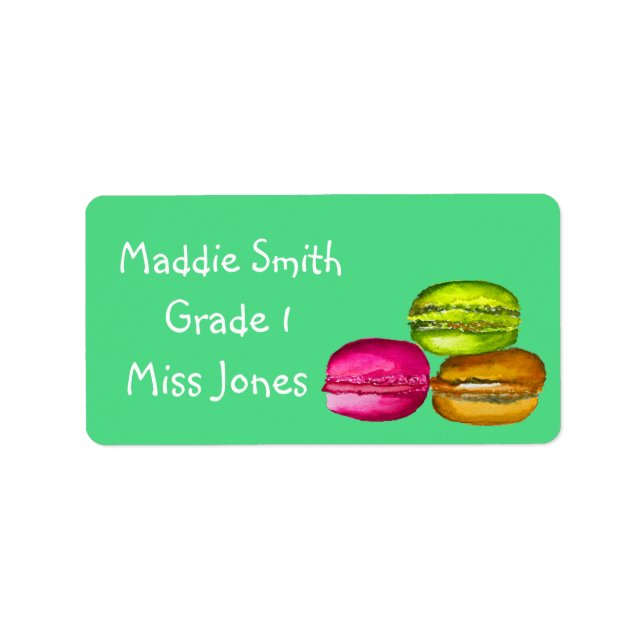 Cute macarons cute name book labels (Front)