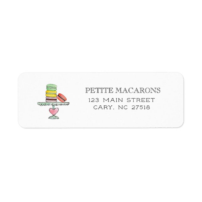 Cute Macarons on cake stand return  address Label (Front)