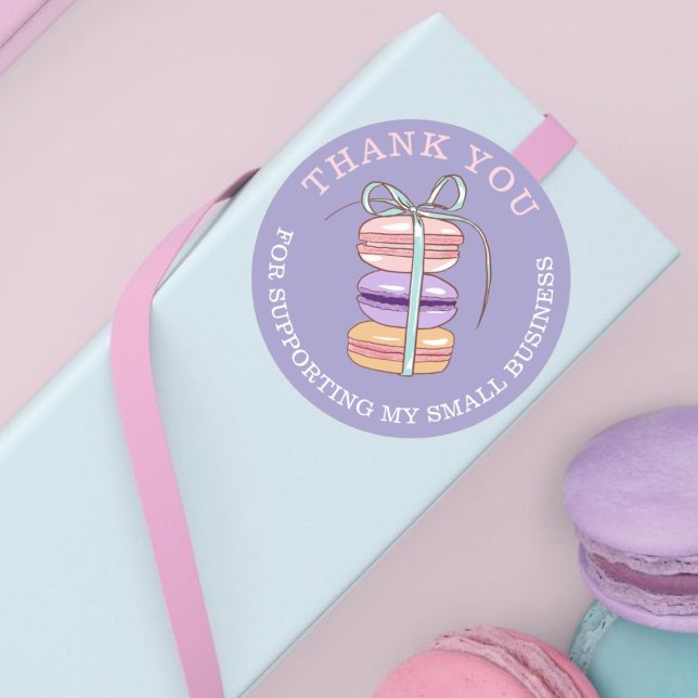 Cute Macaroon Pastry Chef Thank You Small Business Classic Round Sticker (Creator Uploaded)
