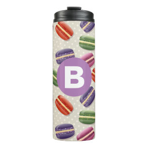 Cute Macaroon Pattern Dotty Purple Monogram Thermal Tumbler