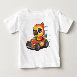 Cute Macaw Race Car Driver Baby T-Shirt