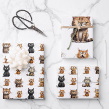 Cute Mad Angry Black Grey Orange Cats  