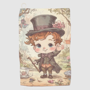Cute Mad Hatter Whimsical Wonderland Woodland Art Golf Towel