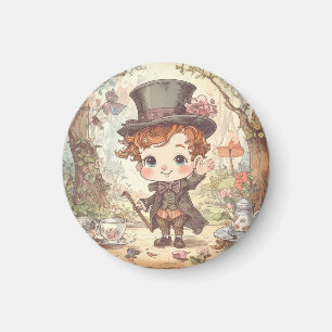 Cute Mad Hatter Whimsical Wonderland Woodland Art Magnet