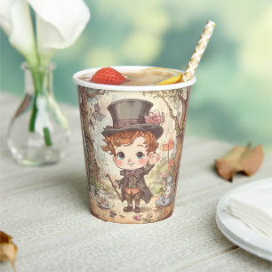 Cute Mad Hatter Whimsical Wonderland Woodland Art Paper Cups