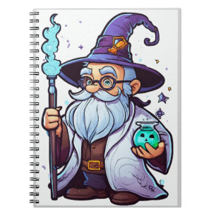 Cute Mad Wizard Scientist – Halloween Cartoon Stic Notebook