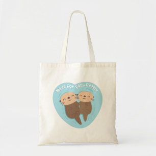 Cute Made For Each Otter Heart Love Pun Tote Bag