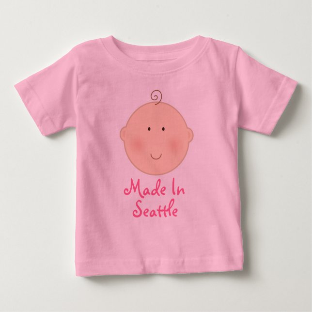 Cute Made In Seattle Baby Tee Shirt (Front)
