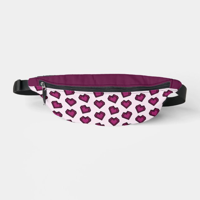 Cute Magenta Dark Pink Gemstone Heart pattern Bum Bags (Front)