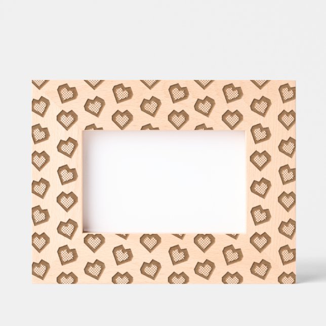 Cute Magenta Dark Pink Gemstone Heart pattern Etched Frames (Front)