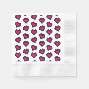 Cute Magenta Dark Pink Gemstone Heart pattern Napkin