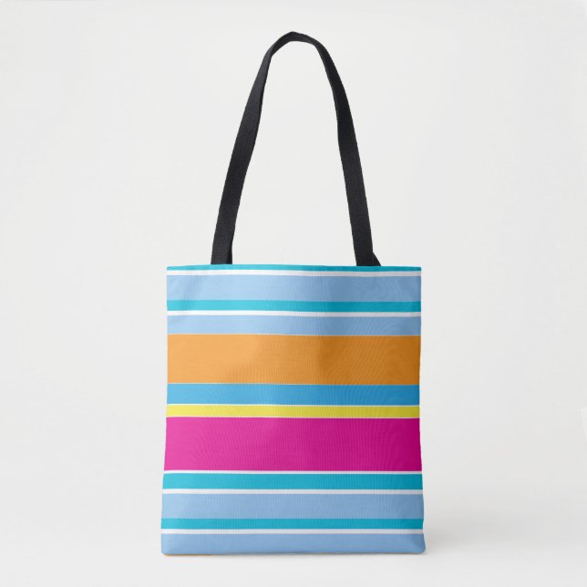 Cute magic colourful stripes tote bag (Front)