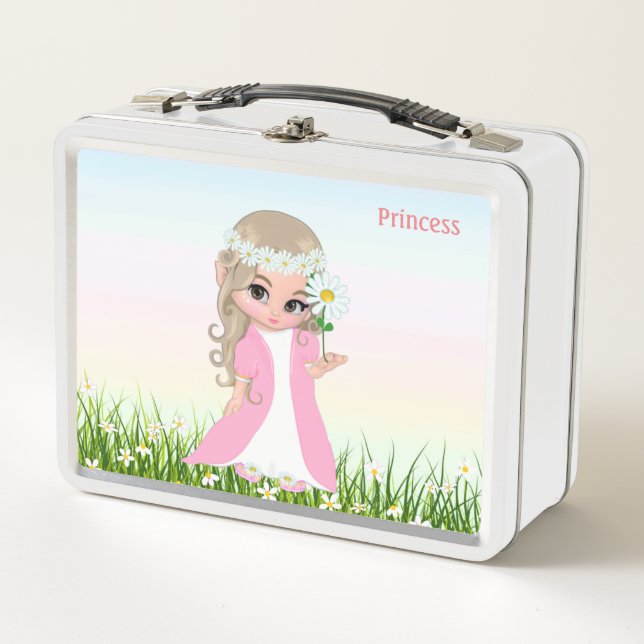 Cute Magic Fairy and Flowers Metal Lunch Box (Front)