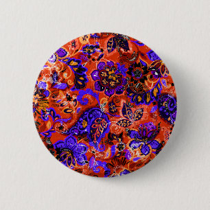 Cute magic floral pattern 6 cm round badge