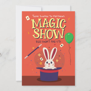 Cute Magic Show Birthday Party Invitation