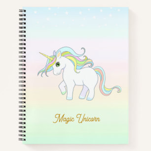 Cute Magic Unicorn on Pastel Colours Notebook