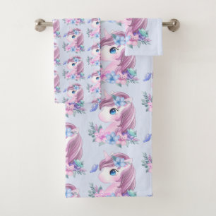 Cute & Magical Baby Unicorn Pattern Bath Towel Set