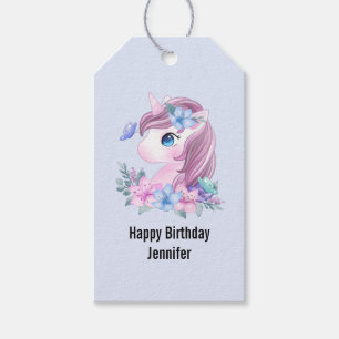 Cute & Magical Baby Unicorn Watercolor Birthday Gift Tags