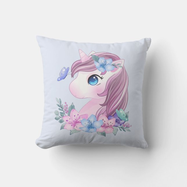 Cute & Magical Baby Unicorn with Big Eyes Cushion (Front)