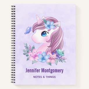 Cute & Magical Baby Unicorn with Big Eyes Notebook