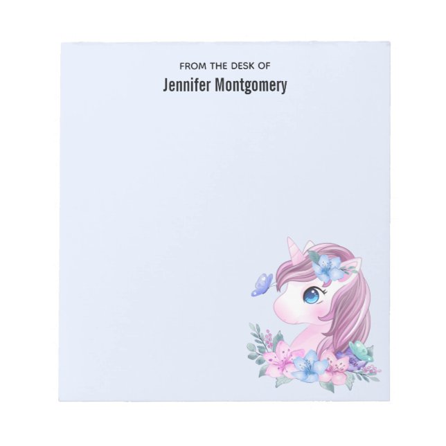 Cute & Magical Baby Unicorn with Big Eyes Notepad (Front)
