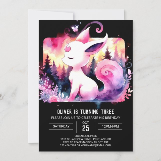 Cute Magical Cat Birthday Invitation (Front)