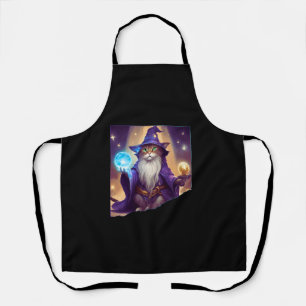 Cute Magical Cat Wizard Purrfect Wizard Feline Hal Apron