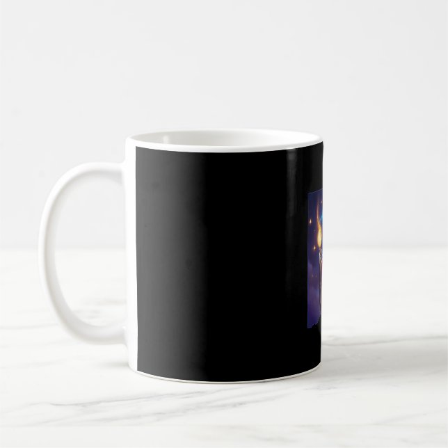 Cute Magical Cat Wizard Purrfect Wizard Feline Hal Coffee Mug (Left)