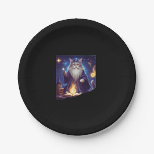 Cute Magical Cat Wizard Purrfect Wizard Feline Hal Paper Plate