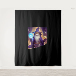 Cute Magical Cat Wizard Purrfect Wizard Feline Hal Tapestry