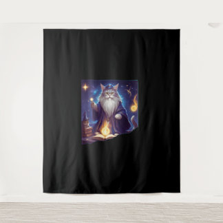 Cute Magical Cat Wizard Purrfect Wizard Feline Hal Tapestry