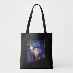 Cute Magical Cat Wizard Purrfect Wizard Feline Hal Tote Bag