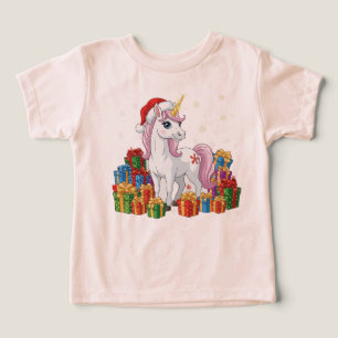 Cute Magical Christmas Unicorn with Santa Hat