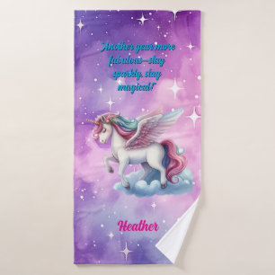 Cute Magical Colourful Unicorn Girly Birthday Gift Bath Towel Set